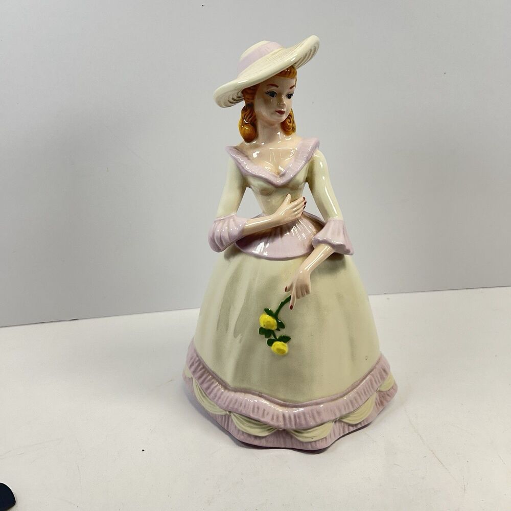 Vintage Holland Mold Ceramic Southern Belle Figurine Hand Painted 1970 Pink  10”